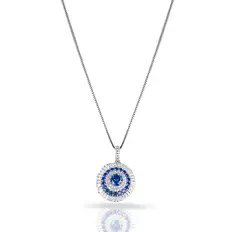 Gargantilha de Prata Blend Collection com Pingente de Zircônias Cristal e Safira