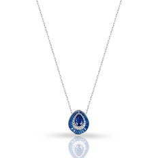 Gargantilha de Prata Blend Collection com Gota de Zircônias Cristal e Safira