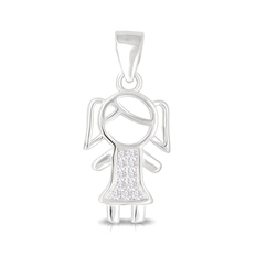 Pingente de Menina com Zircônias Cristal Cravejadas
