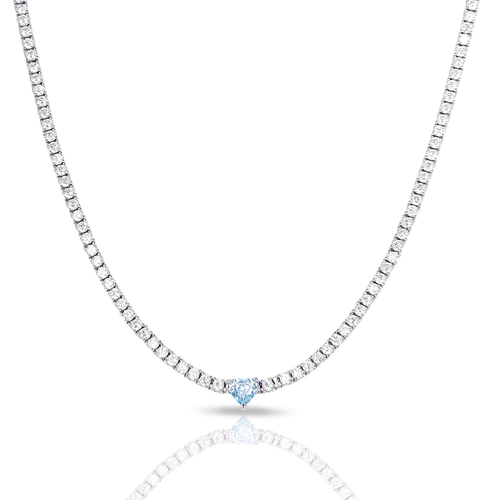 Colar Blend Collection Riviera com Zircônias Cristal E Coração Zircônia Topázio