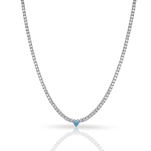 Colar de Prata Blend Collection com Coração de Zircônia Topázio