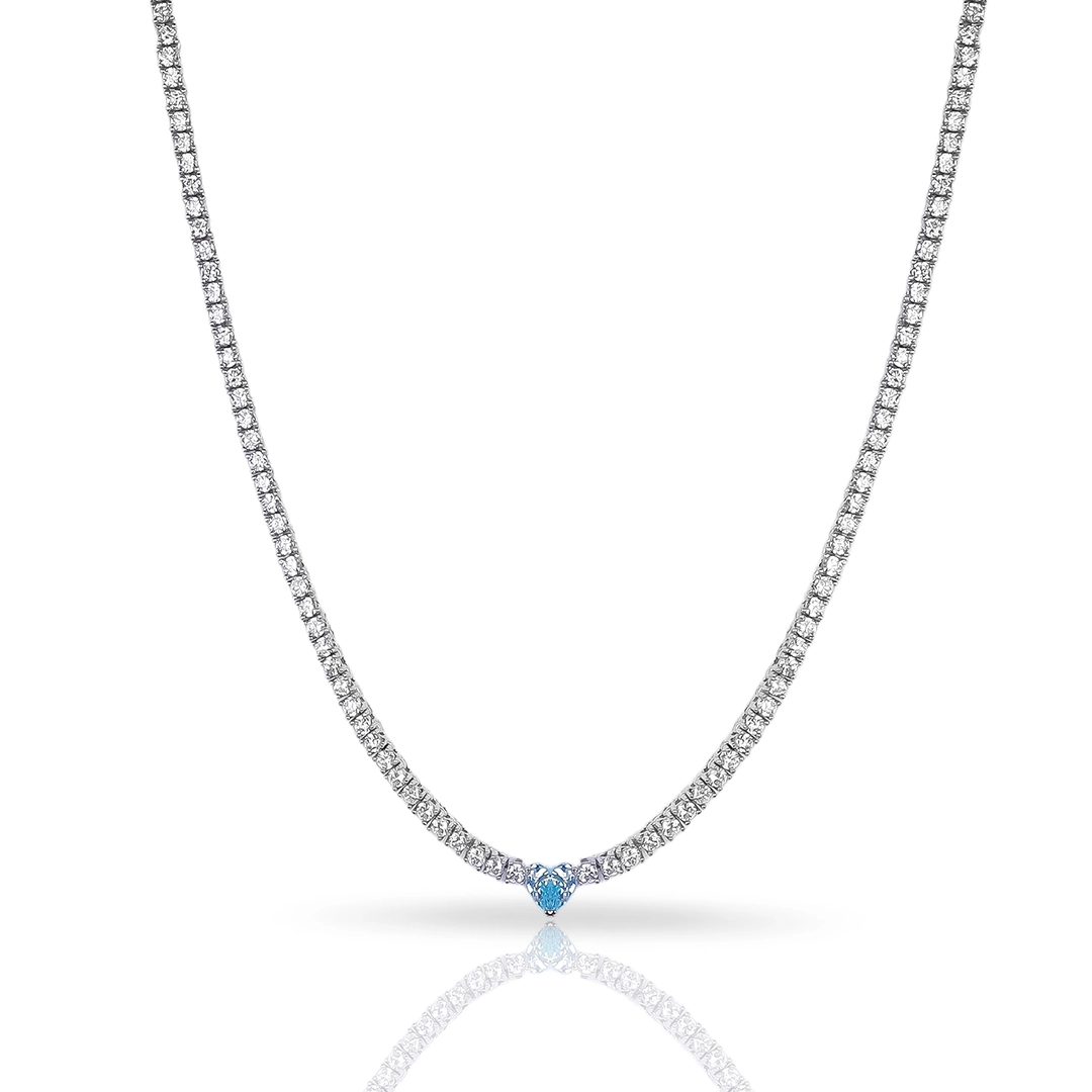 Colar de Prata Blend Collection com Coração de Zircônia Topázio