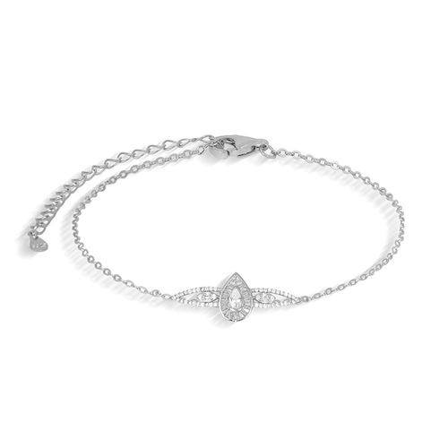 Pulseira de Prata Blend Collection Gota Cravejada De Zircônias Cristal