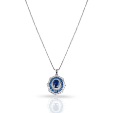 Gargantilha Blend Collection com Pingente Oval de Zircônias Safira e Cristal
