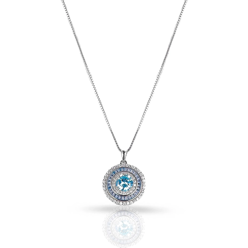 Gargantilha de Prata Blend Collection com Pingente Redondo Em Zircônias Topázio e Cristal