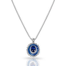 Gargantilha Blend Collection Cravejado Com Zircônias Safira e Cristal Oval