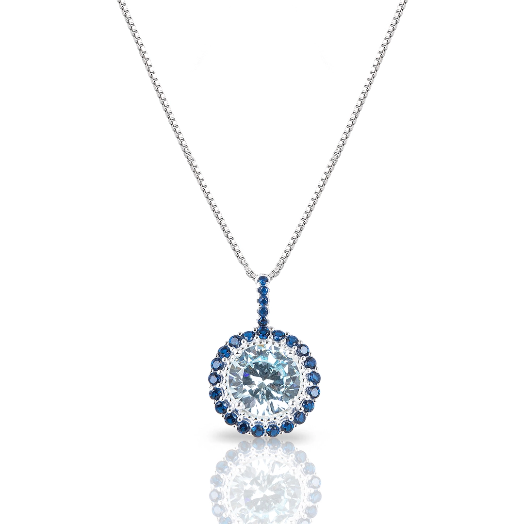 Gargantilha Blend Collection com Zircônia Topázio Redonda e Safira