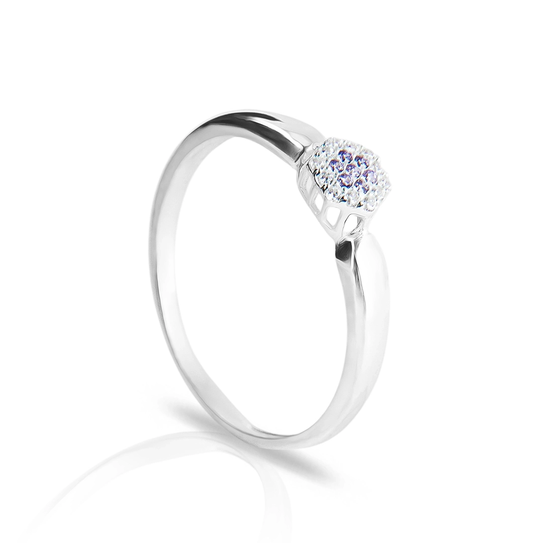 Anel de Formatura com Zircônia Ametista e  Zircônias Cristal