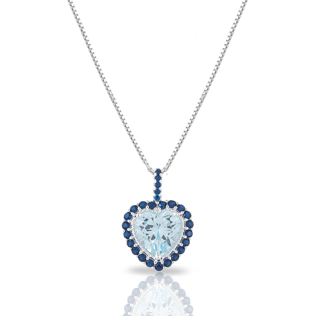 Gargantilha Blend Collection Coração com Zircônia Topázio e Safira