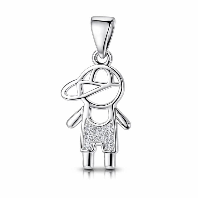 Pingente de Menino Com Zircônias Cristal Cravejadas