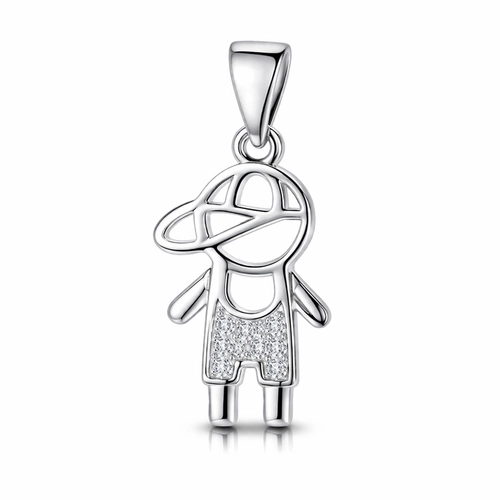 Pingente de Menino Com Zircônias Cristal Cravejadas