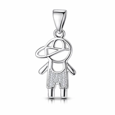 Pingente de Menino Com Zircônias Cristal Cravejadas
