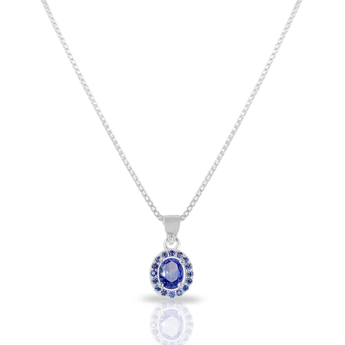 Gargantilha Blend Collection Delicada com Zircônia Safira Oval
