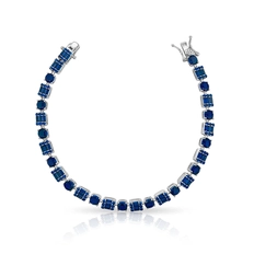 Pulseira com Zircônias Safira Retangulares e Redondas – Blend Collection