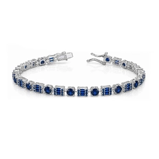 Pulseira com Zircônias Safira Retangulares e Redondas – Blend Collection