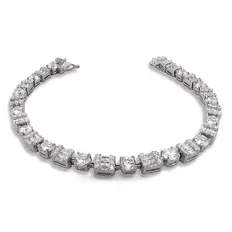 Pulseira de Prata Blend Collection Trabalhada com Zircônias Cristal