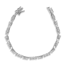 Pulseira de Prata Blend Collection Gota e Navete com Zircônias Cristal