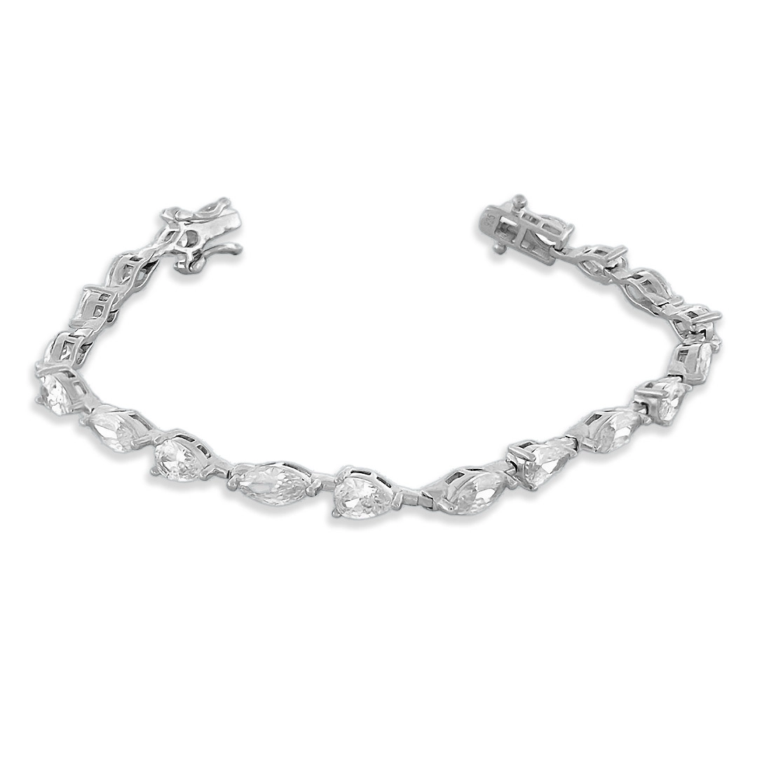 Pulseira de Prata Blend Collection Gota e Navete com Zircônias Cristal
