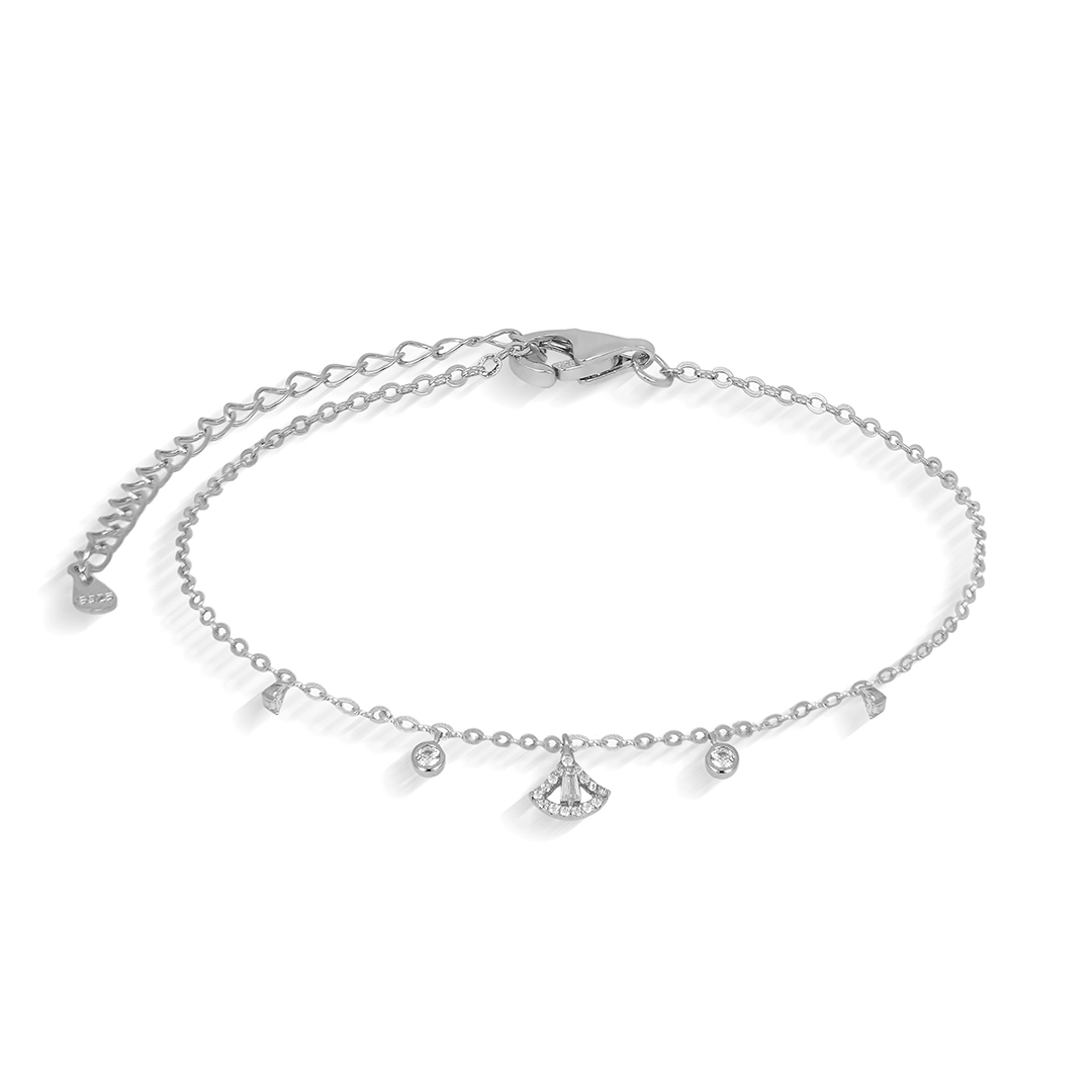 Pulseira de Prata Blend Collection Com Zircônia Cristal Leque e gota