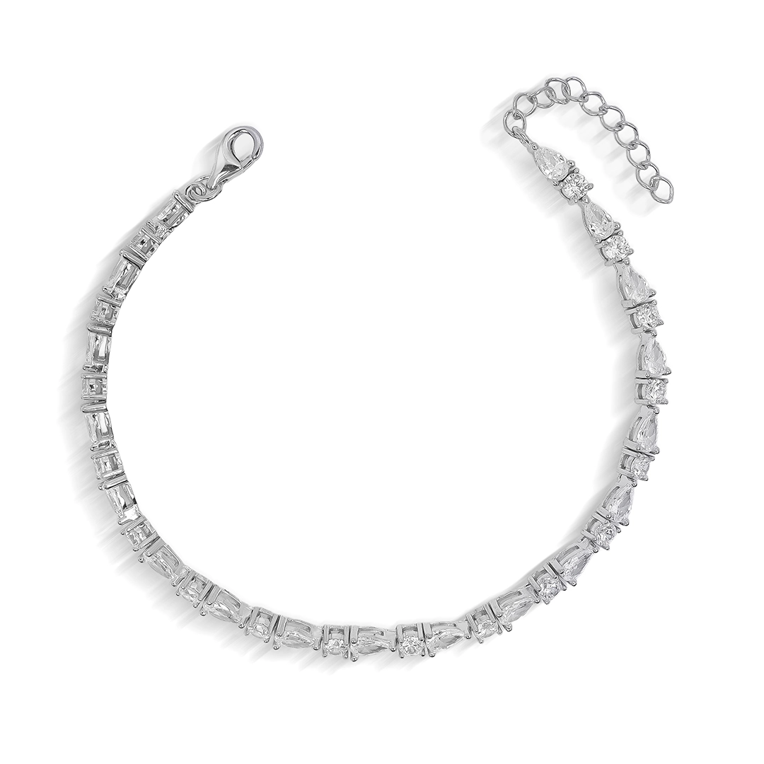 Pulseira de Prata Blend Collection com Gotas em Zircônias Cristal