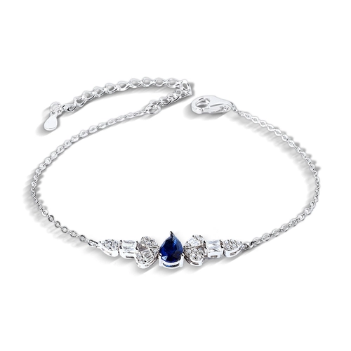 Pulseira de Prata Blend Collection Gota com Zircônias Safira e Cristal