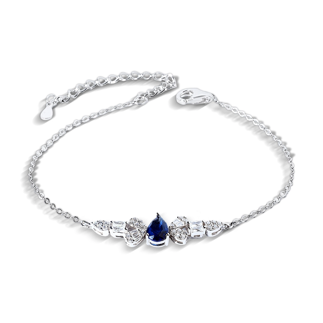 Pulseira de Prata Blend Collection Gota com Zircônias Safira e Cristal