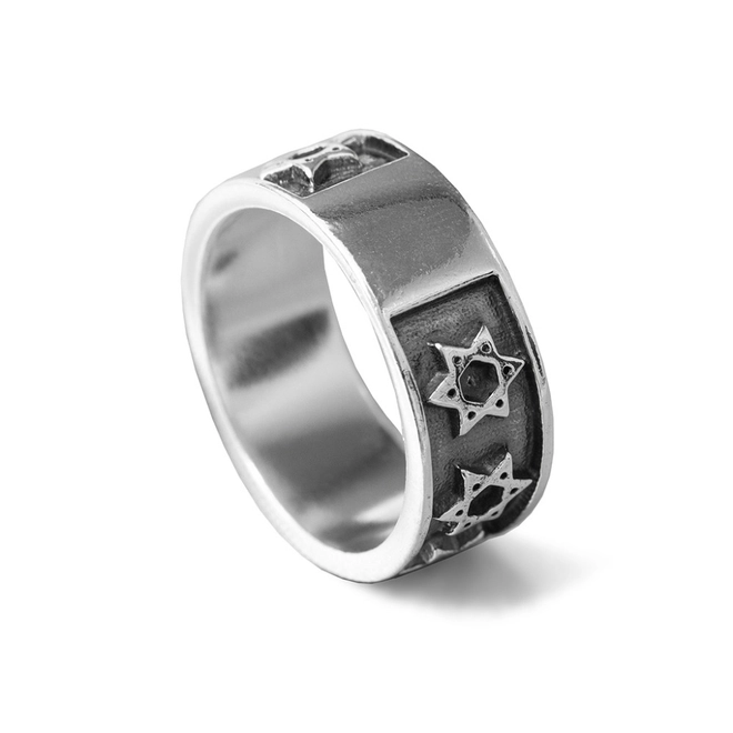 Anel Masculino Envelhecido Estrela de Davi