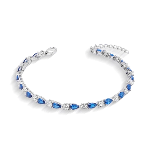 Pulseira Blend Collection com Zircônias Cristal e Gota em Zircônia Safira