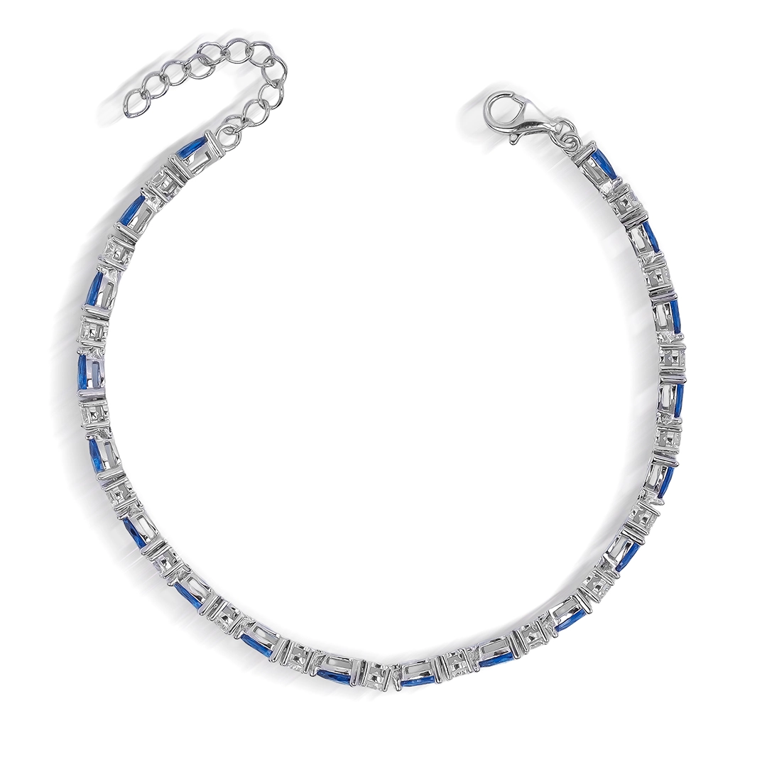 Pulseira Blend Collection com Zircônias Cristal e Gota em Zircônia Safira
