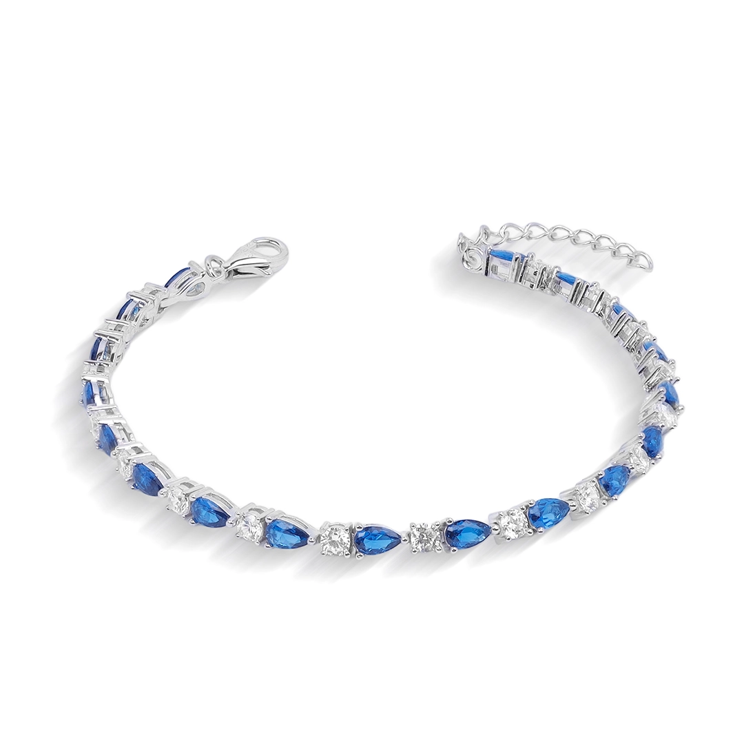 Pulseira Blend Collection com Zircônias Cristal e Gota em Zircônia Safira