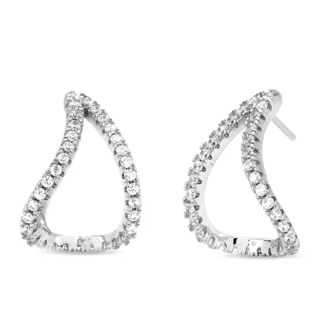 Brinco de Gota Trabalhada com Zircônias Cristal