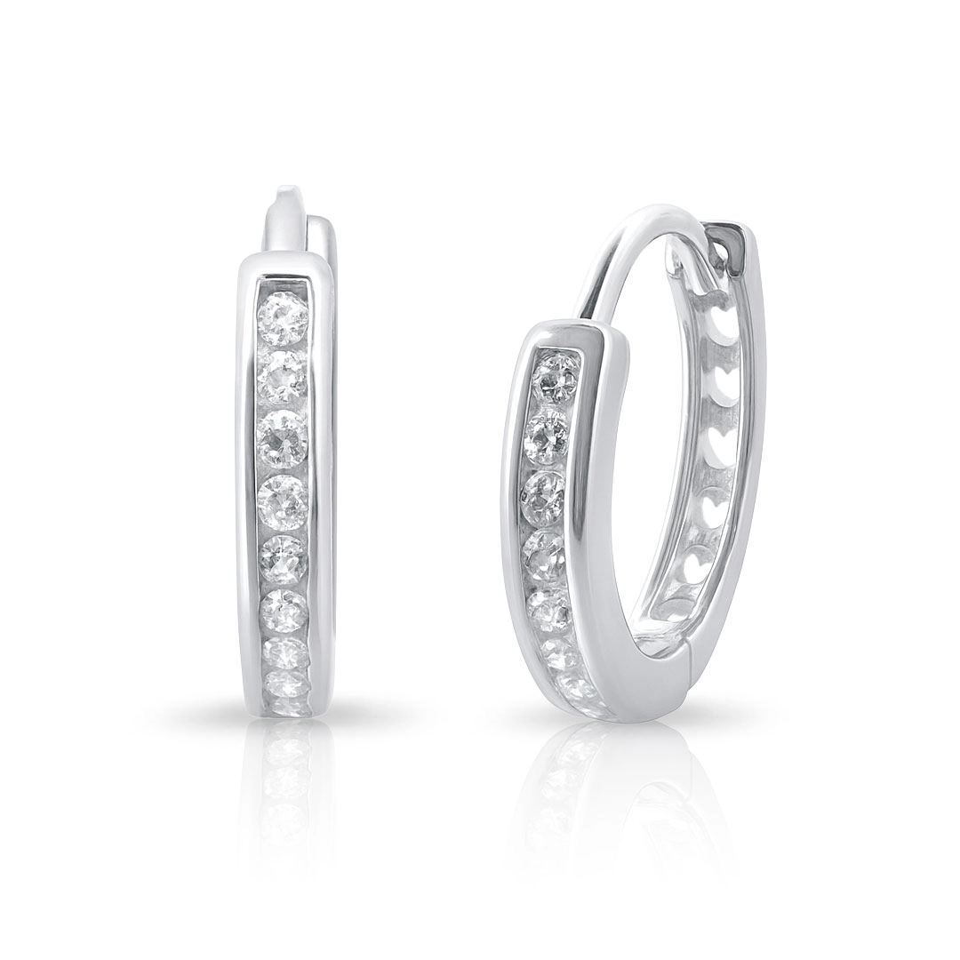 Brinco Click Argola com Zircônias Cristal