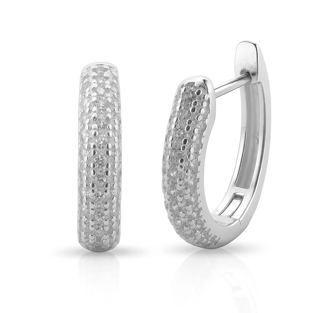 Brinco Argola Click espelhada com Zircônias Cristal