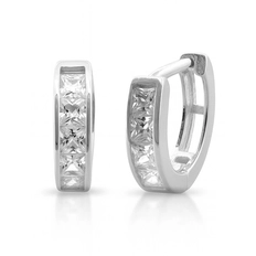 Brinco Argola Click com Zircônias Cristal