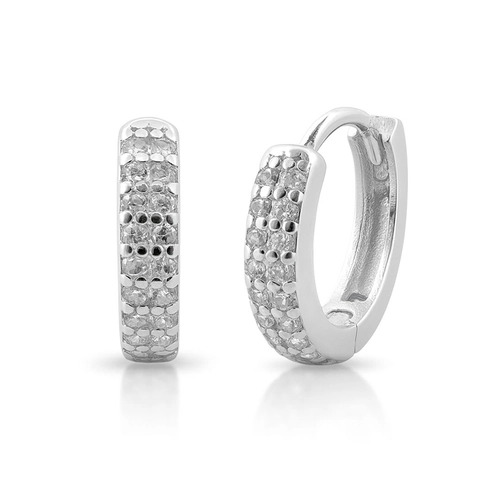 Brinco Click Argola com Zircônias Cristal Cravejadas