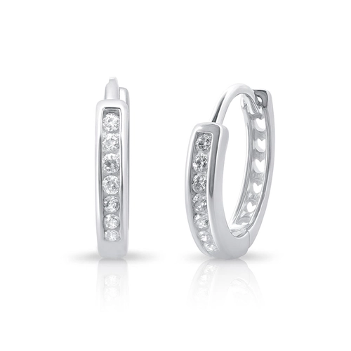 Brinco Argola Click com Zircônias Cristal