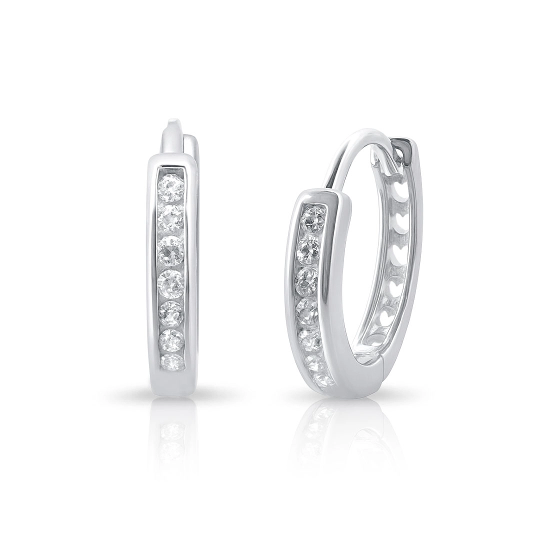 Brinco Argola Click com Zircônias Cristal