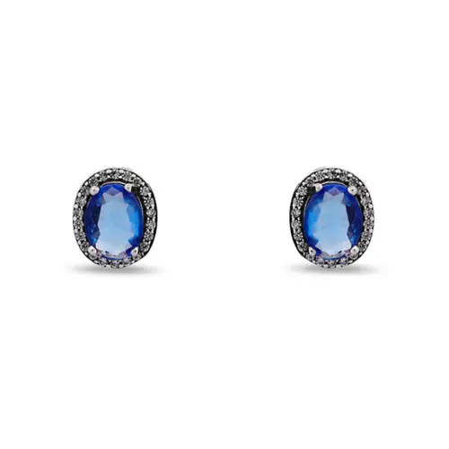 Brinco Top Oval com Zircônia Topázio e Zircônias Cristal