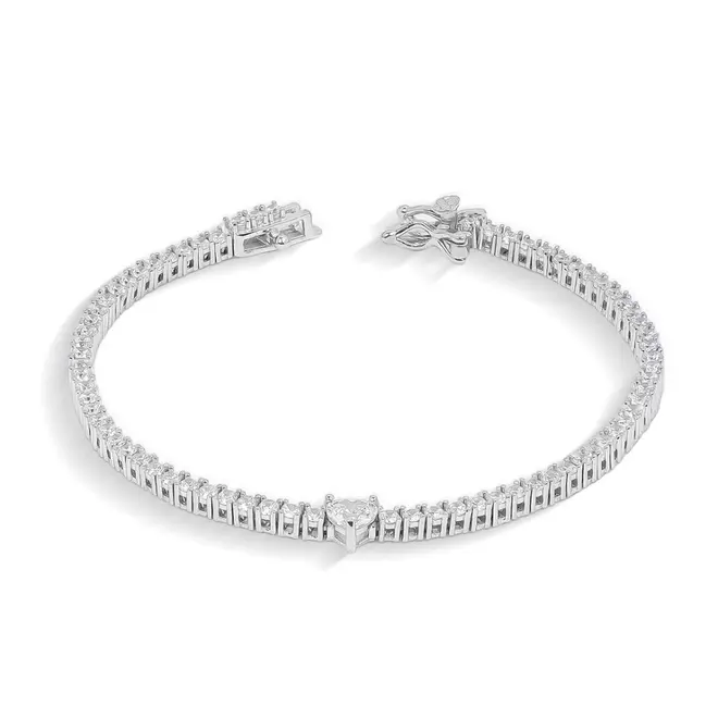 Pulseira Blend Collection Riviera com Coração em Zircônia Cristal