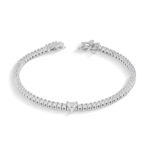 Pulseira Blend Collection Riviera com Coração em Zircônia Cristal