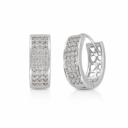 Brinco Argola Oval Click com Zircônias Cristal