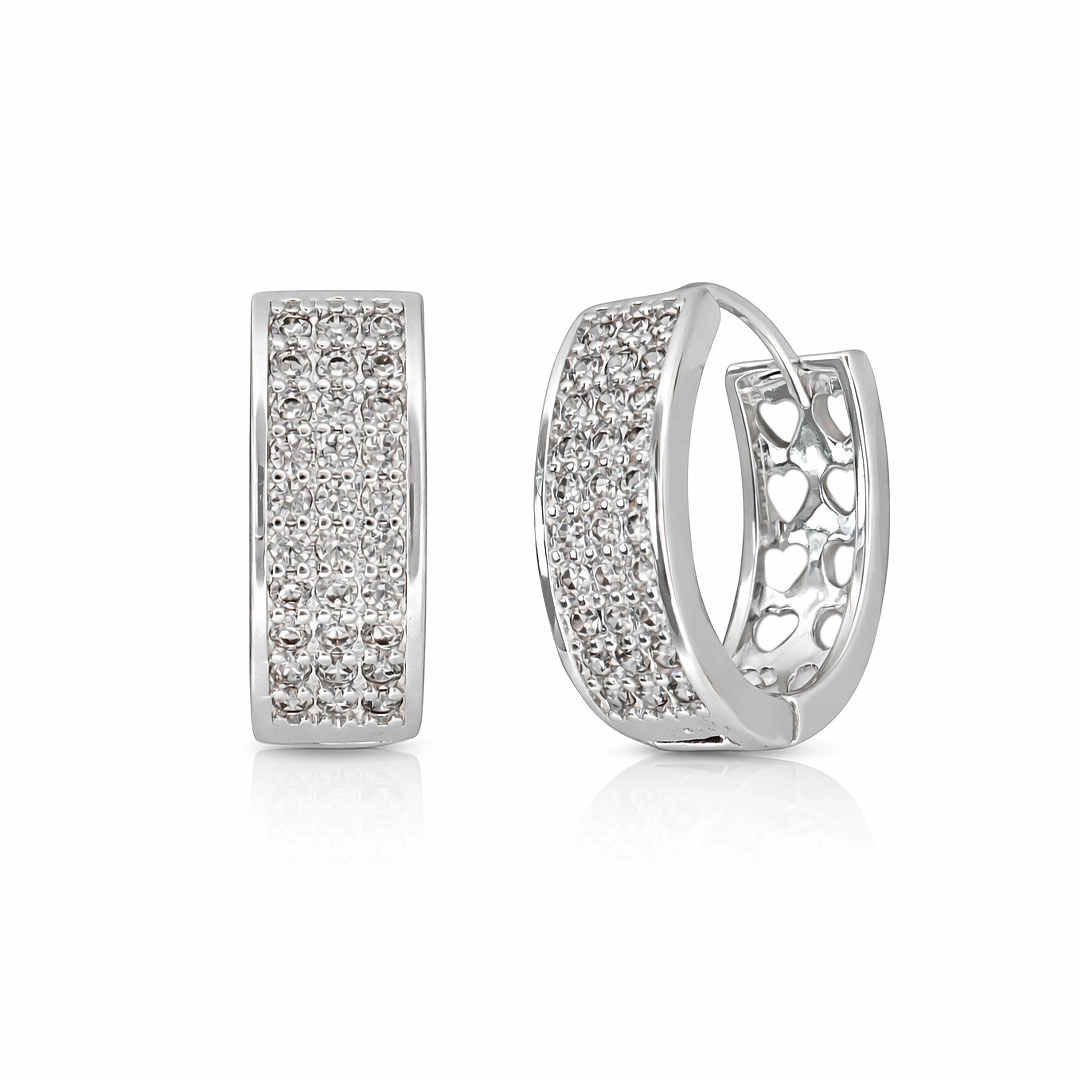 Brinco Argola Oval Click com Zircônias Cristal