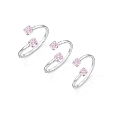 Kit De Anéis  Ponto Luz Com Zircônias Lavanda