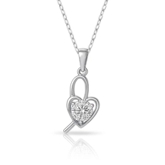 Gargantilha com Coração e Zircônia Cristal