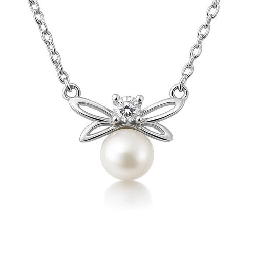 Gargantilha Blend Collection Borboleta com Zircônia e Pérola