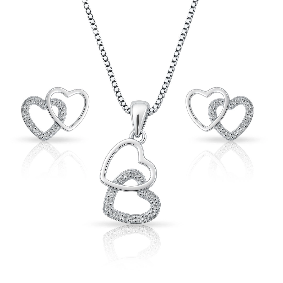 Conjunto de Coração Duplo com Zircônias
