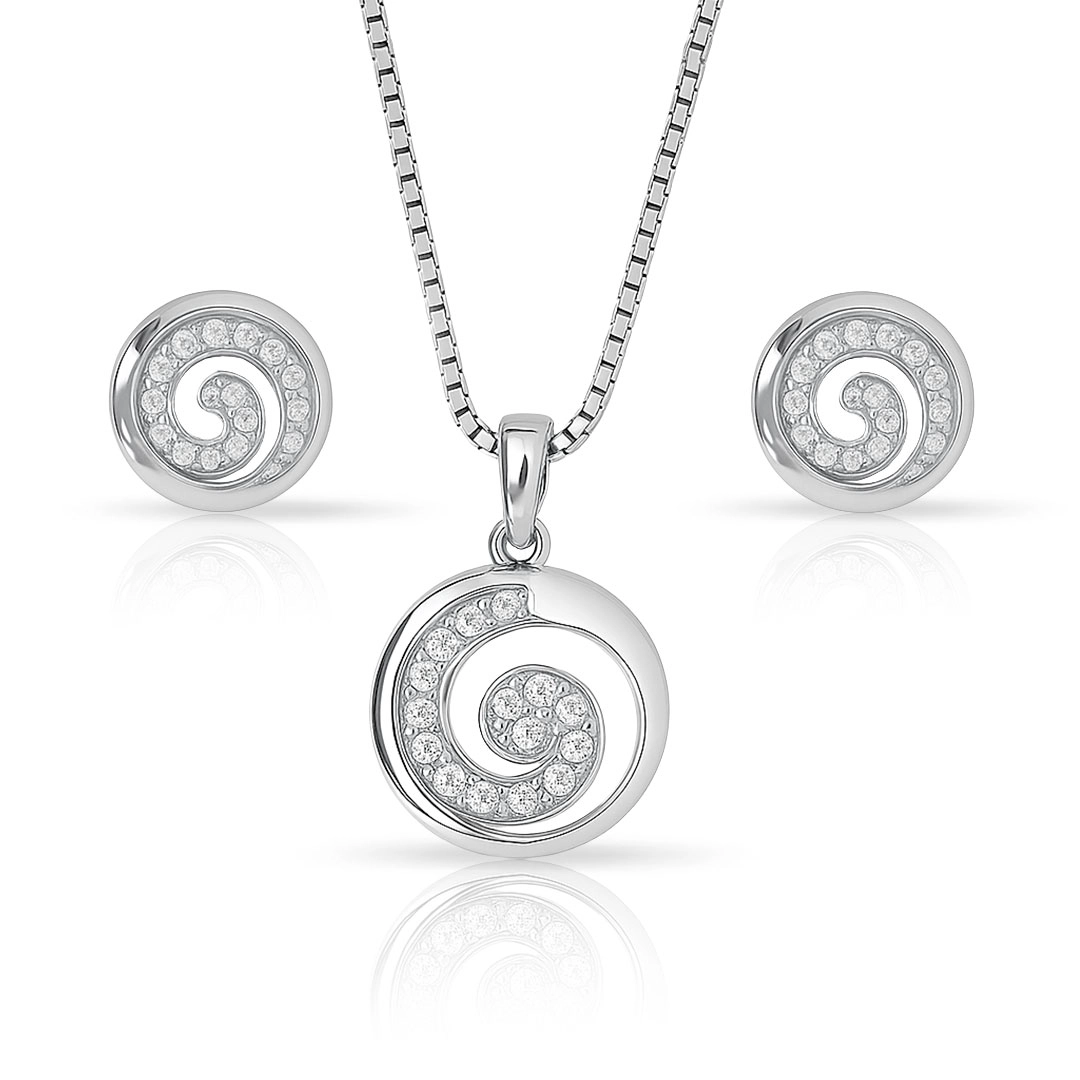 Conjunto Caracol com Zircônias Cristal