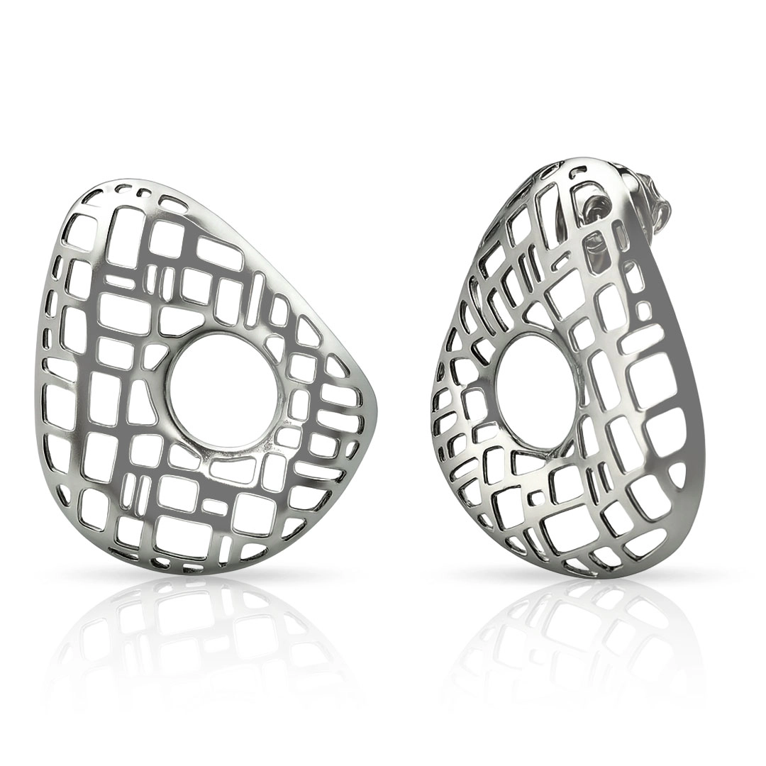 Brinco de Aço Geométrico Vazado - Steel Woman