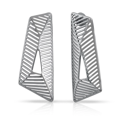 Brinco de Aço Assimétrico Vazado - Steel Woman