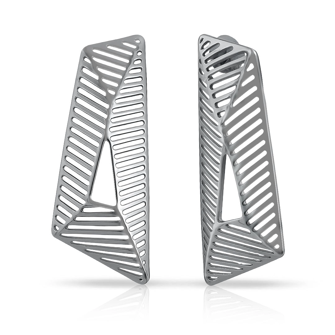 Brinco de Aço Assimétrico Vazado - Steel Woman